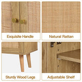 Anmytek Rattan Cabinet, 44" H Tall Sideboard Storage Cabinet with Crafted Rattan Front, Entryway Shoe Cabinet Wood 2 Door Accent Cabinet with Anmytek