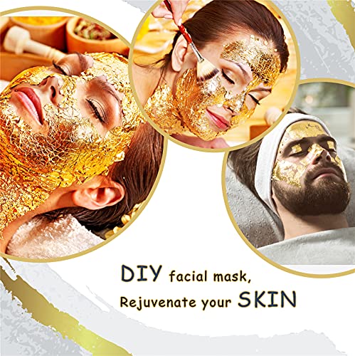 KraftiSky Gold Leaf Sheets - 100 Gold Foil Sheets - 14 x 14 cm Multipurpose Gold Leaf for Nails, Art & DIY Projects, Picture Frames, Home Walls, KraftiSky