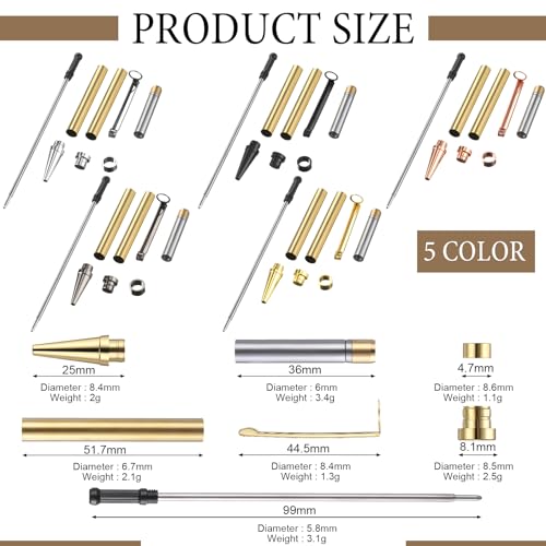 Colarr Pen Making Kit Includes Slimline Pen Kit Pen Turning Kit and Hard Wood Pieces Assorted Colors Pen Blanks Lumber for Woodturning Woodworking - WoodArtSupply