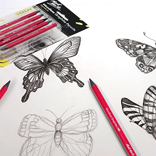 MONT MARTE Woodless Graphite Pencils 6 Piece (HB, 2B, 4B, 6B, 8B and EE), Suitable for Sketching, Drawing and Shading MONT MARTE