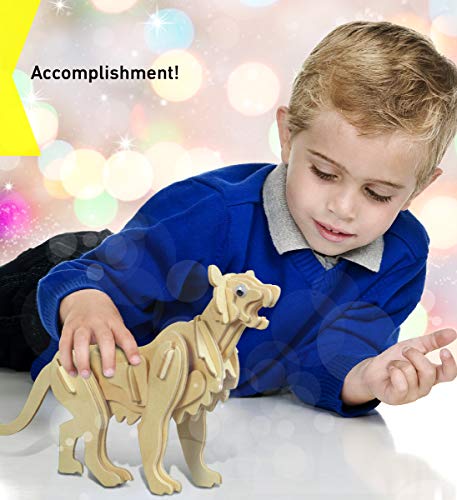 Puzzled 3D Puzzle Mountain Lion Wood Craft Construction Model Kit, Fun & Educational DIY Wooden Toy Assemble Model Unfinished Crafting Hobby Puzzle Puzzled