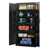 AFAIF Metal Garage Cabinets, 72" Tall Locking Storage Cabinets with 2 Doors and 5 Adjustable Shelves, Steel Utility Tool Cabinet, Black Lockable AFAIF