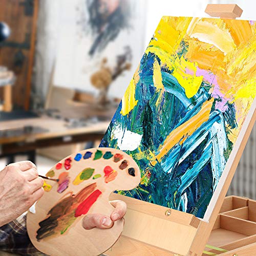 Art Supplies Box Easel Sketchbox Painting Storage Box, Adjust Wood Tabletop Easel for Drawing & Sketching Student (Painting Easel Box) Kuyal