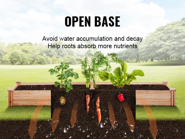 VEVOR Outdoor Wooden Raised Garden Bed Planter, 96 x 24 x 10in, High End Natural Fir Wood No-Bolt Assembly, Elevated Planting Box for Vegetable/Herb VEVOR