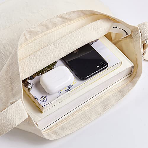 Draw blank off-white Women's blank large Size Canvas Crossbody Tote Handbags Shoulder Bag Hobo Casual Tote Diy/gifts/aesthetic/personalized Draw blank