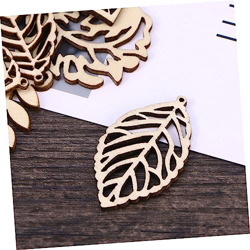 EXCEART 50pcs Christmas Stickers Leaves Wooden Cutouts Plain Wooden Leaf Slices Thanksgiving Fay DIY Crafts Unfinished Christmas Ornaments DIY Wood EXCEART