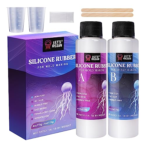 LET'S RESIN 8oz Silicone Mold Making Trial Kit, Fast Cure Mold Making Silicone Rubber, Easy Mixing, Flexible Platinum Cured Molding Silicone for LET'S RESIN