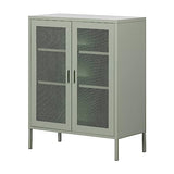 South Shore Eddison Metal Mesh 2-Door Storage Cabinet, Sage Green South Shore