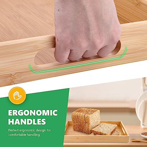 Sgigiul Bamboo Dinner Food Trays for Eating On Couch Party Platters for Serving Food Decorative Tray for Kitchen Counter Rectangle(15.74" Lx11.2”W Sgigiul