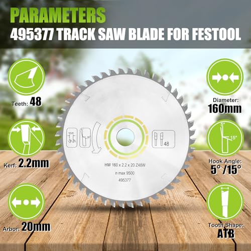 495377 Track Saw Blade for TS 55, TSC 55, TS 60, ATF 55 E, HK 55, HKC 55 festool Track Saw Plunge Cut Saw 160mm, 2.2mm, 20mm 48t ATB festool Track Jisculo