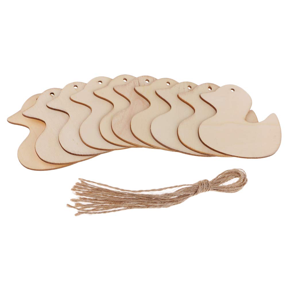 GZYF 5Pcs Christmas Wooden Ornaments Hanging Cutouts Unfinished Wood Slice for Kids Crafts Wedding DIY Christmas Tree Decoration with Strings, Duck LoveinDIY