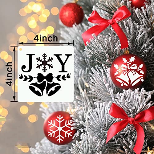 YEAJON 25Pcs Christmas Stencils 4x4 Inch for Painting on Wood Slice, Fabric, Paper, Windows, Cards, DIY Christmas Ornaments, Reusable Merry Christmas - WoodArtSupply