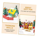 Toyvian 5 Sets Christmas Cookie House 3D Gingerbread House Cardboard City House Unfinished Xmas House Xmas Homemade Hut Wooden Christmas Village Toyvian