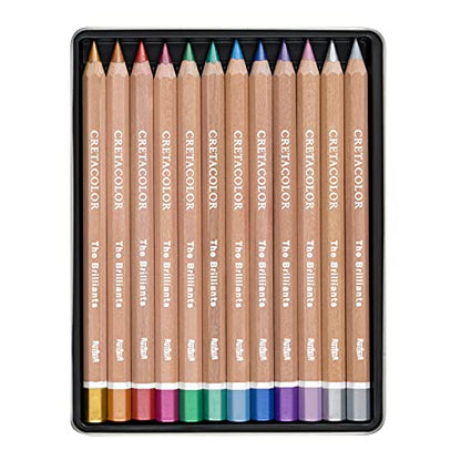 CRETACOLOR MegaColor Colored Pencil Set, 12 Count (Pack of 1), Metallic - WoodArtSupply