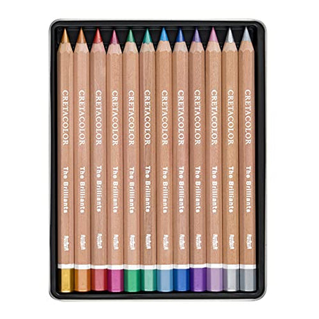 CRETACOLOR MegaColor Colored Pencil Set, 12 Count (Pack of 1), Metallic Cretacolor