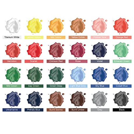 Acrylic Paint Set 24 Colors Craft Paints in Tubes with 10 Art Brushes Rich Pigment for Artists Beginners Kids Painting on Canvas Wood Fabric Crafts, INK LAB