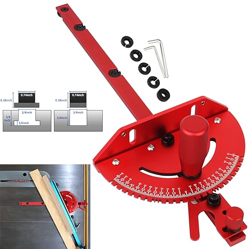 Precision Miter Gauge System Aluminum Alloy Table Saw Miter Gauge with Miter Fence and a Repetitive Cut Flip Stop for Table Saw (Miter Gauge & Fence JCFANTS