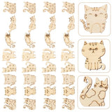 ibasenice 100pcs Wood Cat Cutouts Unfinished Wood Cat Shape Cutouts Blank Wood Cat Lover Pet Animal Door Hanger Wood Cat Ornament Slices for DIY ibasenice