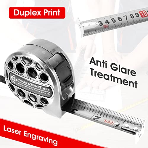 Tape Measure, 25FT Stainless Steel Measuring Tape with Double-Sided Scale Waterproof Portable Retractable Measure Ruler for Household Agricultural Ihvewuo