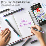 ARTEZA Felt Tip Pens, Set of 12 Pastel Brush Tip Calligraphy Pens for Note Taking, Sketching, Cross-Hatching, and Outlining, Dye-Based Ink, ARTEZA