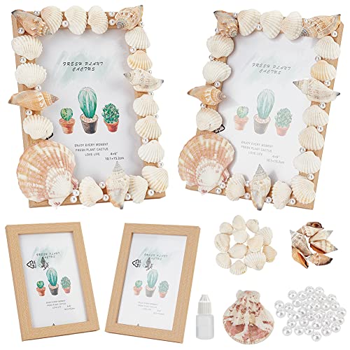 WEBEEDY Unfinished Wooden Photo Frame Craft Kit for Kids DIY Wooden Photo Frames with Stand Shell Wood Photo Picture Frames Making Kit for Kids Craf WEBEEDY