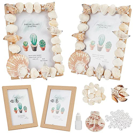 WEBEEDY Unfinished Wooden Photo Frame Craft Kit for Kids DIY Wooden Photo Frames with Stand Shell Wood Photo Picture Frames Making Kit for Kids Craf WEBEEDY