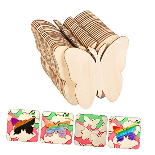 DECHOUS 40pcs Ornaments Wood Cutouts Wooden Paint Crafts Kids DIY Unfinished Wood Kits Wood Butterflies Slices Craft for Kids Wood Chips Mini Chips DECHOUS