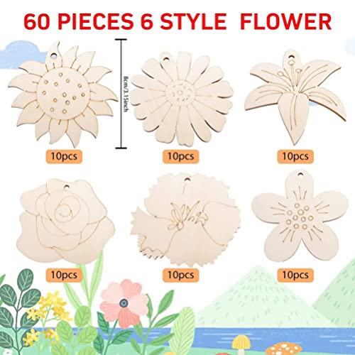Sewroro 1 Set Painting Flower Wood Piece Unfinished Wood Slices Craft Flowers Flower Embellishments Flowers for Crafts Natural Wood Slices Wooden Sewroro