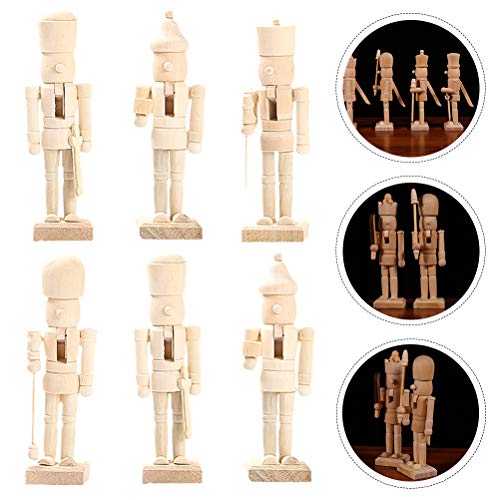 18 Pcs Christmas Puppet Nutcracker Figurine Wood Doll Soldier Decor Wood Nutcracker Unfinished DIY Nutcracker Outdoor Christmas Decorations PartyKindom