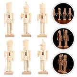18 Pcs Christmas Puppet Nutcracker Figurine Wood Doll Soldier Decor Wood Nutcracker Unfinished DIY Nutcracker Outdoor Christmas Decorations PartyKindom