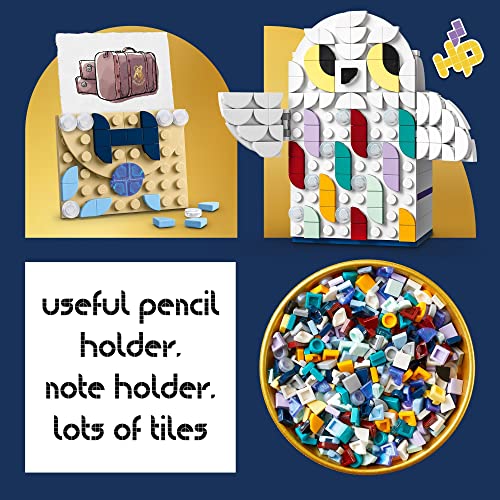 LEGO DOTS Harry Potter Hedwig Pencil Holder 41809, Craft Set for Kids Age 6+ with Hedwig The Owl Pencil Holder and Note Holder. Back to School Gift LEGO