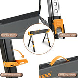 WORKESS Saw Horses 2 Pack Folding, 2600 Lbs Load Capacity & 24-32 Inch Adjustable Height Heavy Duty Sawhorse Table with 2x4 Support Arms, Portable WORKESS