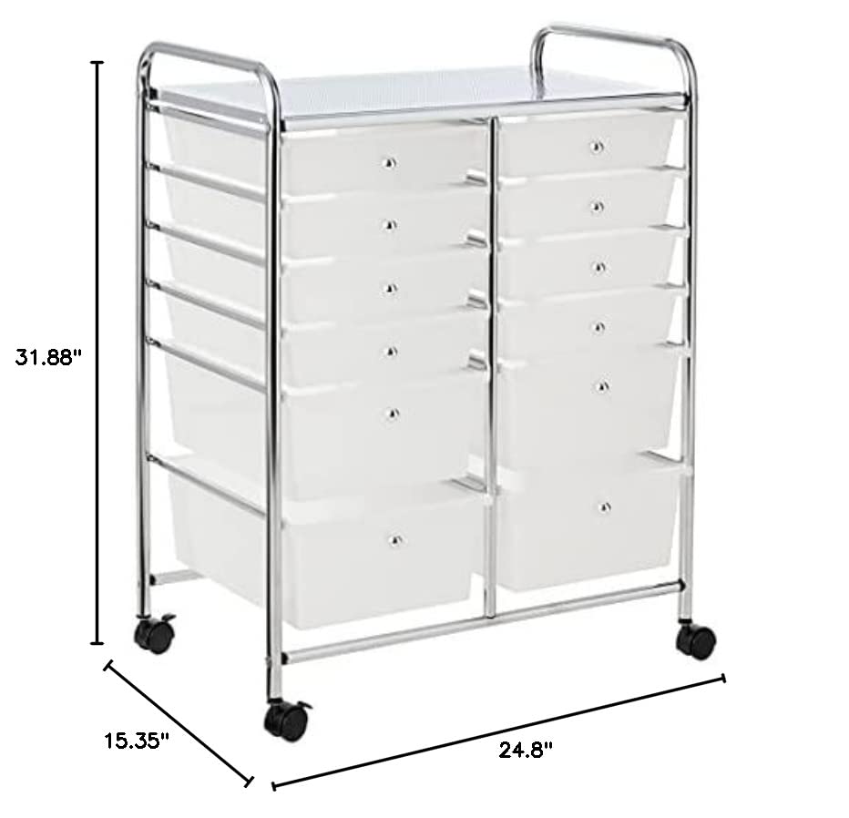 Whitmor Chrome and Plastic 12-Drawer Storage Cart Whitmor