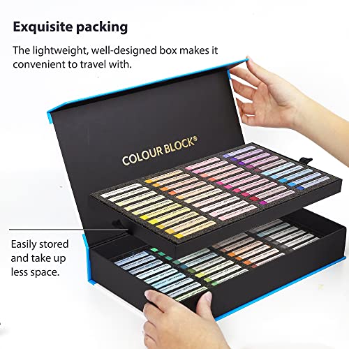 COLOUR BLOCK 80pc Soft Pastels for Artists I Color Chalk Pastels Set, Coloring Charcoal Sticks, Drawing Art Supplies for Adults, Beginners, Kids COLOUR BLOCK