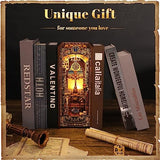 DIY Book Nook Kit with Sensor Light Music Box, 3D Wooden Puzzle for Adults, Covenant Church Bookshelf Insert, Self-Assembly Bookend Building Set Hallisun