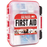 M2 BASICS Professional 350 Piece Emergency First Aid Kit | Business & Home Medical Supplies | Hard Case, Dual Layer, Wall Mountable | Office, Car, M2 BASICS
