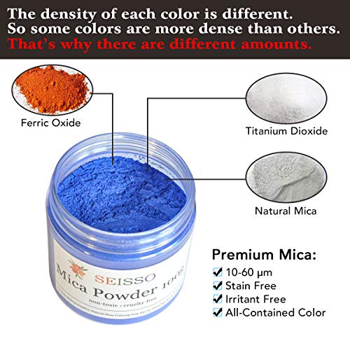 SEISSO Mica Powder - 3.5oz/100g Darker Blue Natural Epoxy Resin Dye Color Pigment Powder for Soap Making, Slime, Nail, Paint, Bath Bomb Colorant etc. - WoodArtSupply