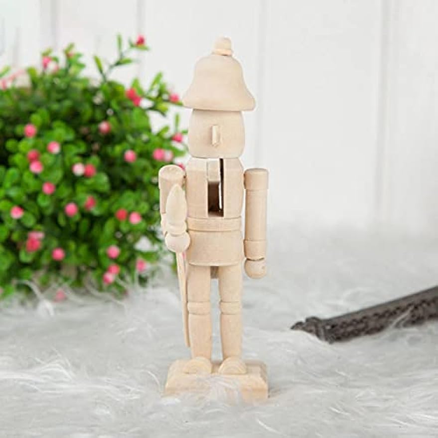 RCFINE Christmas Wood Nutcracker Soldier Figures 8in DIY Unfinished Blank Nutcracker Ornament for Christmas Decoration RCFINE