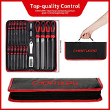57Pcs Metal & Wood File Rasp Set,Grade T12 Forged Alloy Steel, Half-round/Round/Triangle/Flat 4pcs Large Tools, 14pcs Needle Files and a pair of CHENTUOPO