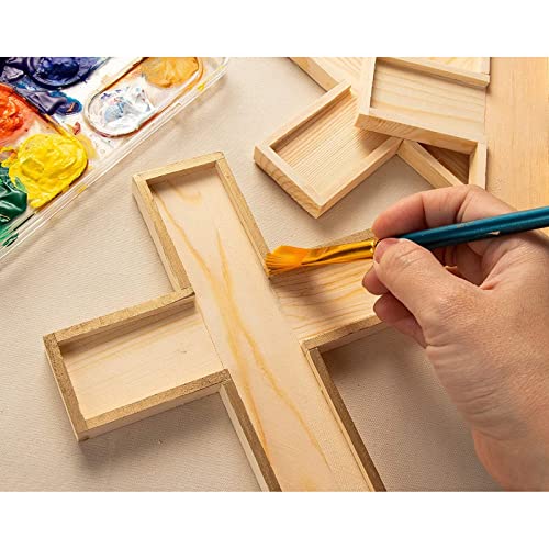 12 Pack Unfinished Wooden Cross Cutouts for Church, Sunday School Crafts, DIY Home Wall Decor (8.9 x 6.5 In)