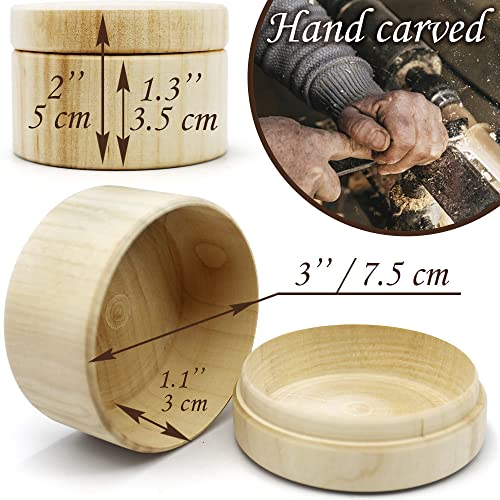 3pcs 2.75''x1.95'' Small Unpainted Wooden Round Boxes with Lid - Mini Wood Box for Crafts - Wooden Unfinished DIY Set Storage Trinket Boxes Container