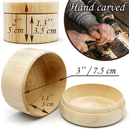 3pcs 2.75''x1.95'' Small Unpainted Wooden Round Boxes with Lid - Mini Wood Box for Crafts - Wooden Unfinished DIY Set Storage Trinket Boxes Container