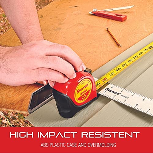 Starrett Exact Retractable Imperial Pocket Tape Measure with Nylon Coating, Self Adjusting End Hook, and Steel Belt Clip - 1/2" Width x 12' Length - Starrett