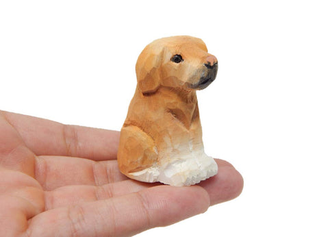 Labrador Retriever Dog Puppy Figurine Miniature Wood Carving Handmade Home Decor Small Animal Garden Statue Pet Selsela
