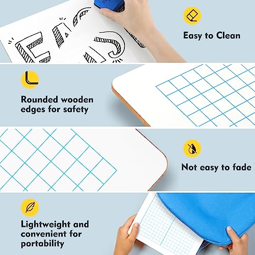 Magicfly Small White Board Grid Whiteboard Dry Erase Boards XY Axis Graph 9"x12", 16 Pack Mini Math Whiteboard Portable for Students Classroom - WoodArtSupply