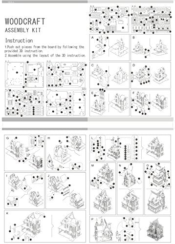 Wewinn 3D Wooden Puzzles Laser Engraving DIY Safe Assembly Constructor Kit Toy for Teens and Adults (F3 Villa) Wewinn