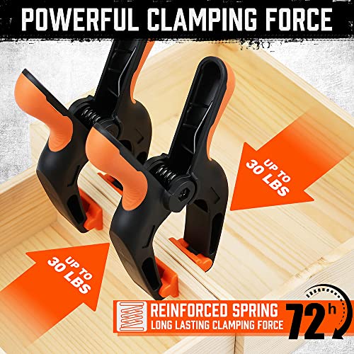 HORUSDY 4-Pack Spring Clamps Heavy Duty, 7-inch Large Plastic Clamps for Crafts with 3.7 Inch Jaw Opening for DIY, Gluing, Clamping and Securing HORUSDY