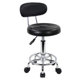 KKTONER PU Leather Modern Rolling Stool with Low Back Height Adjustable Work Salon Drafting Swivel Task Chair with Footrest (Black) KKTONER