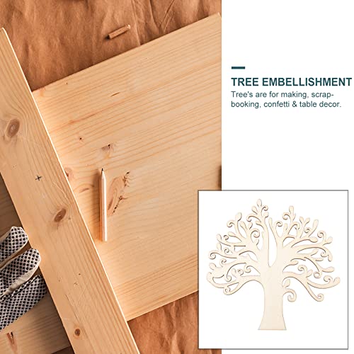 BESPORTBLE 10pcs Thankful Wood Tree Shape Ornaments Unfinished Family Tree Cutouts Unfinished Wood Cutout Stencils for Painting on Wood Unfinished BESPORTBLE