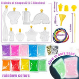 Shindel 36PCS Sand Art Kit, Glitter Sand Kit Kids Sand Toys Rainbow Sand Glow in Dark with Sequins Bottles for DIY Crafts Supplies, Christmas Shindel